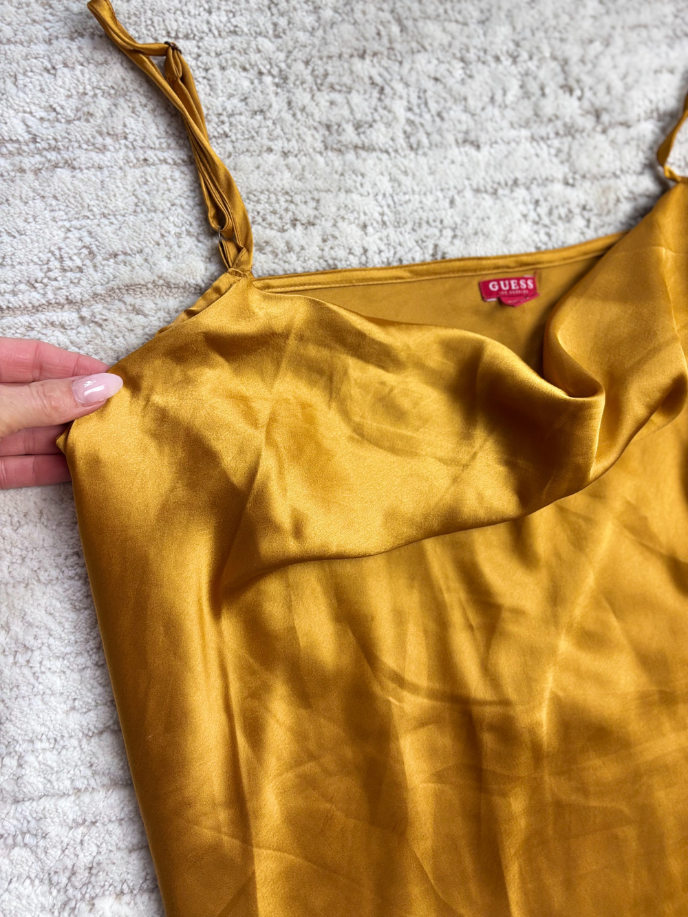 Vintage Guess Satin Cowl Neck Slip Dress Gold Size XL